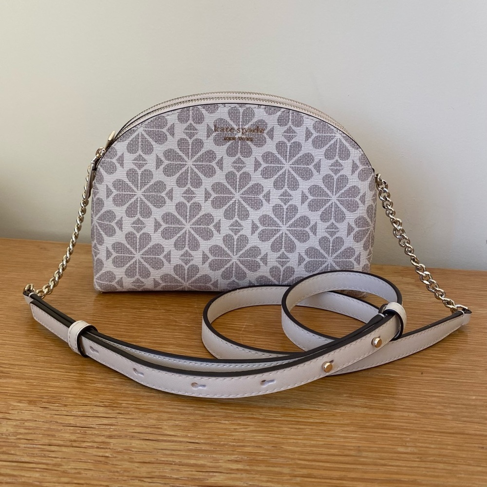 Kate Spade Coated Canvas Spade Flower Morgan Double-Zip Dome Crossbody Bag